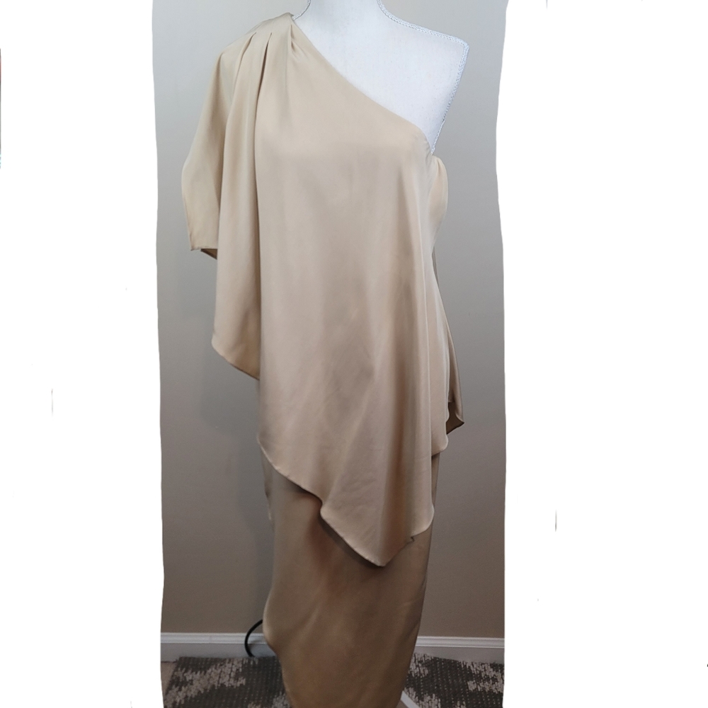 3.1 Phillip Lim Gold Asymmetrical Hem One Shoulder Dress size 2 - Picture 1 of 8